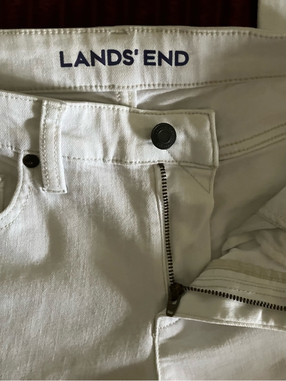 Lands' End Women's White Straight Leg Jeans